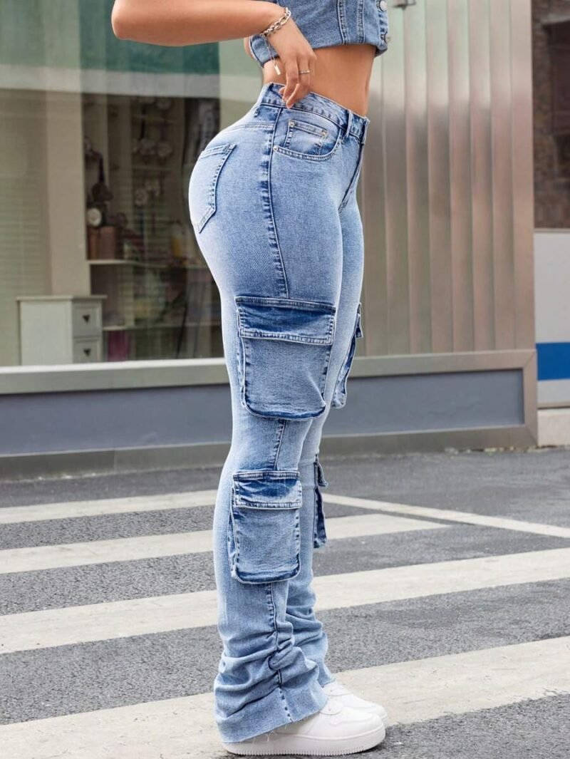 Casual Travel Denim Pile Up Pants