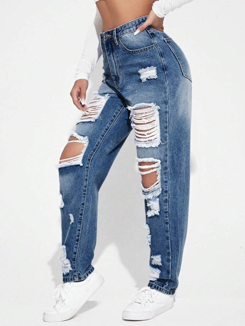 Casual Loose Fit Wide Leg Denim Pants