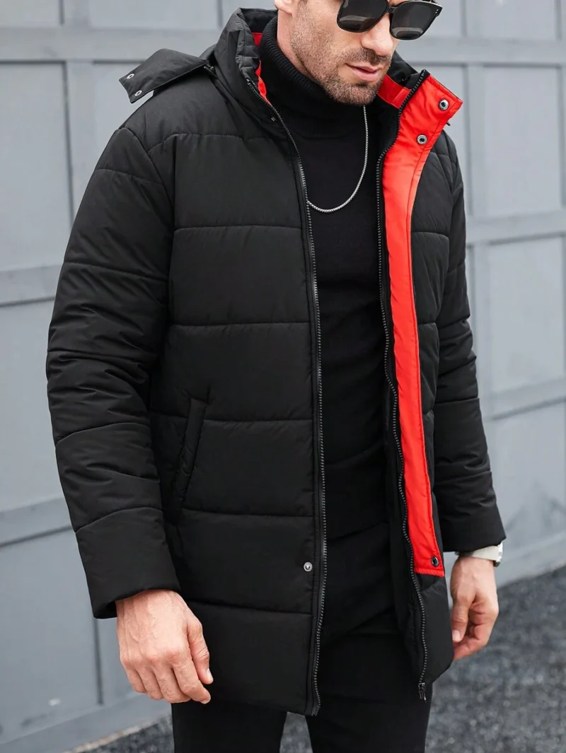 Plain Long Sleeve Zipper Front Casual Hooded Padded