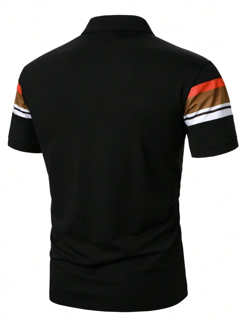 Casual Color Block Button Half Open Short Sleeve