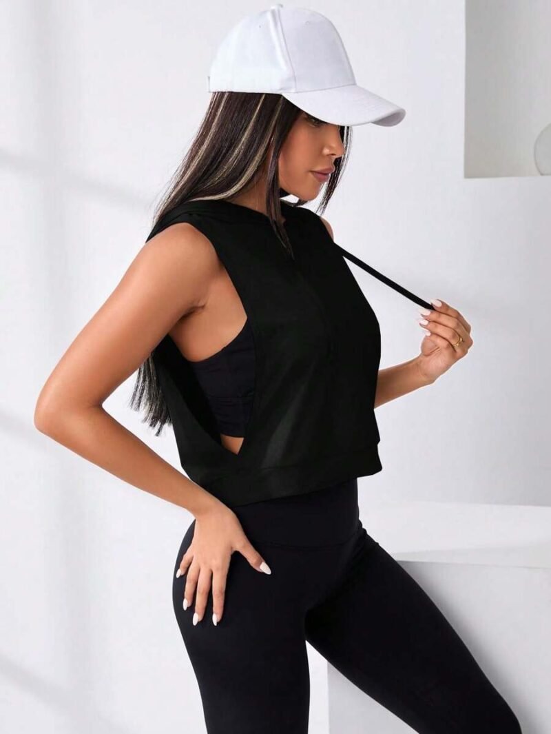 Drawstring Sports Hoodie Cropped Hoodie