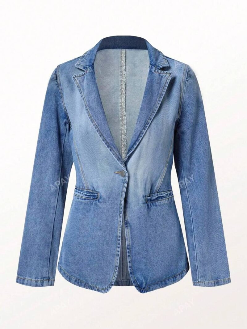 Solid Color Simple Denim Blazer