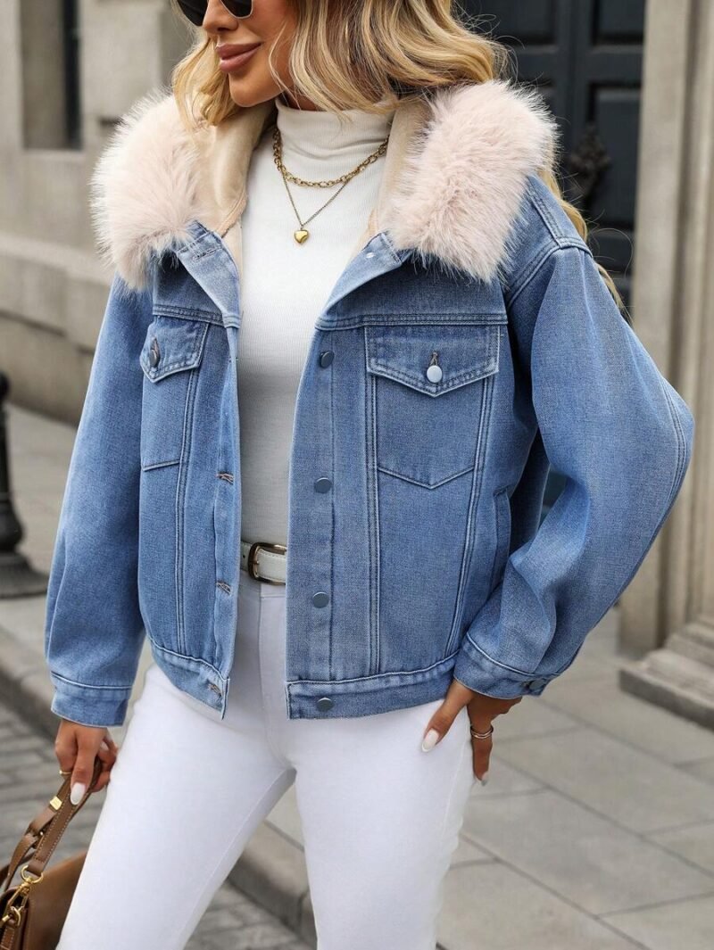 Thermal Lined Long Sleeve Hooded Denim Jacket