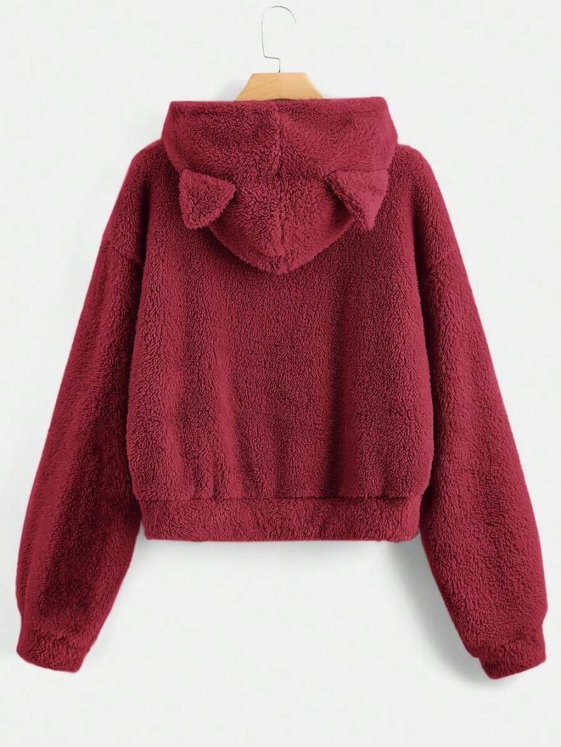 Casual Long Sleeve Pocket Furry Hoodie