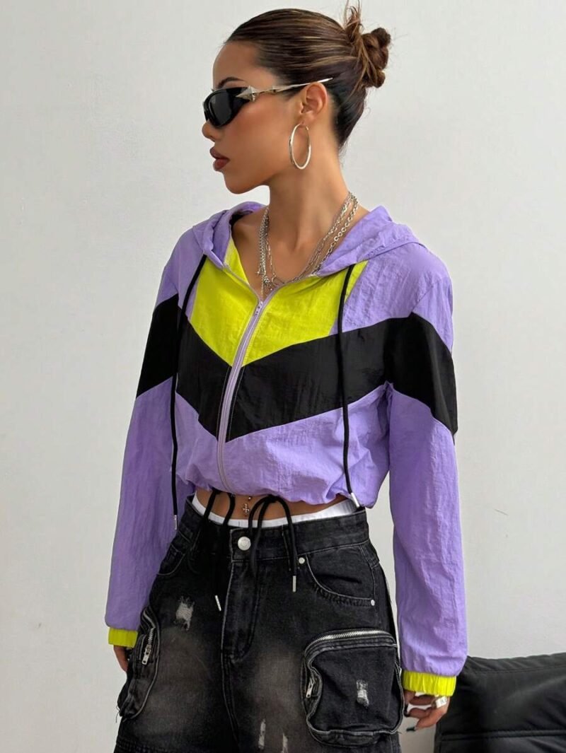 Color Block Windbreaker Style Jacket