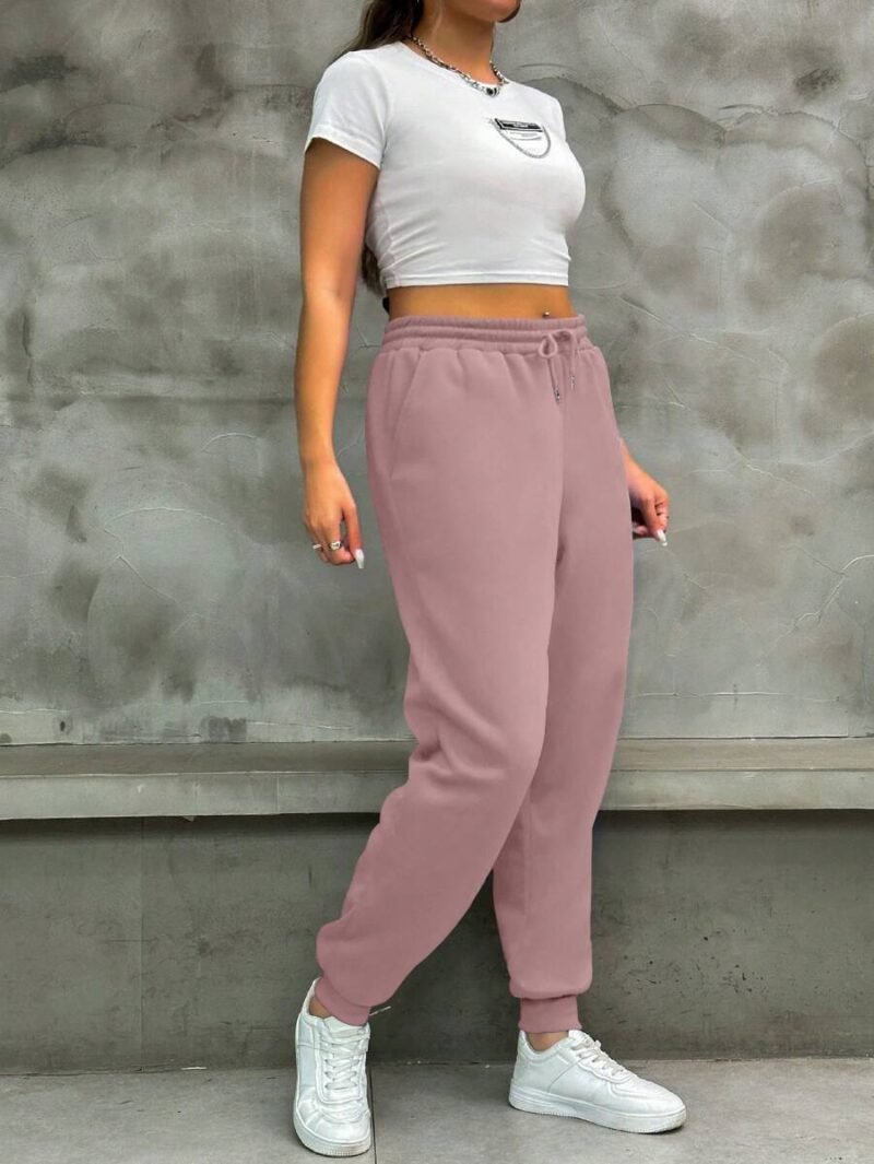 Plus Size Solid Color Drawstring Waist Sweatpants