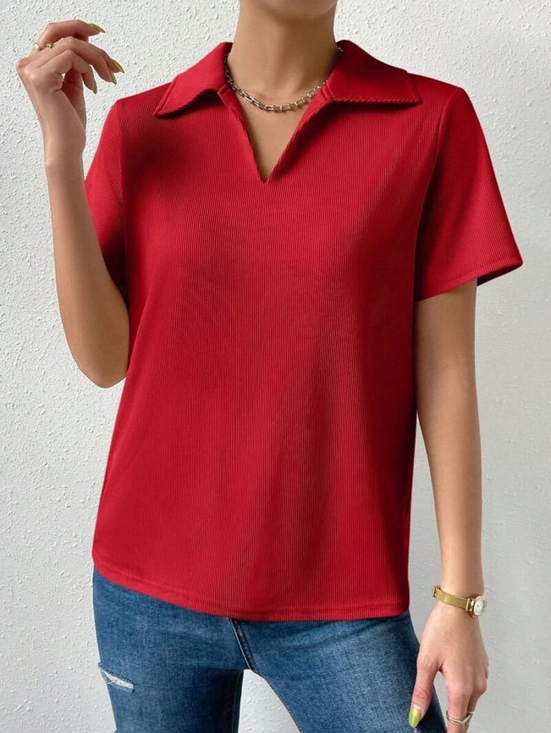 Solid Color Casual Polo Collar T Shirt
