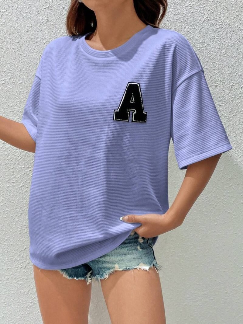 Letter Patched Drop Shoulder Tee