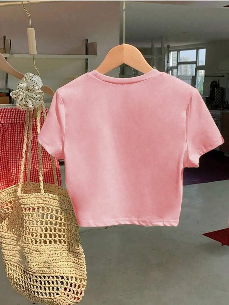 Fruit  Cherry  Bow  Pearl Graphic Print Fitted Tee
