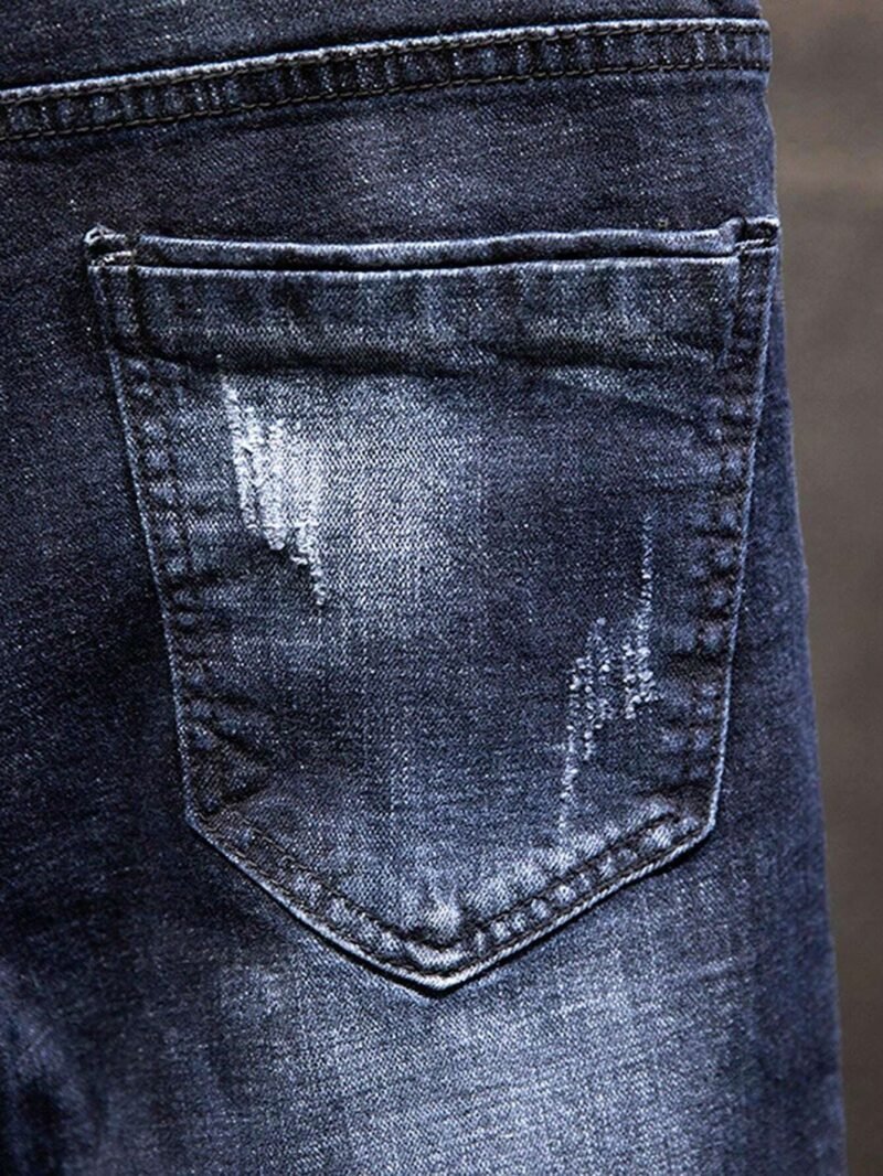Casual Elastic Denim Jeans With Pockets