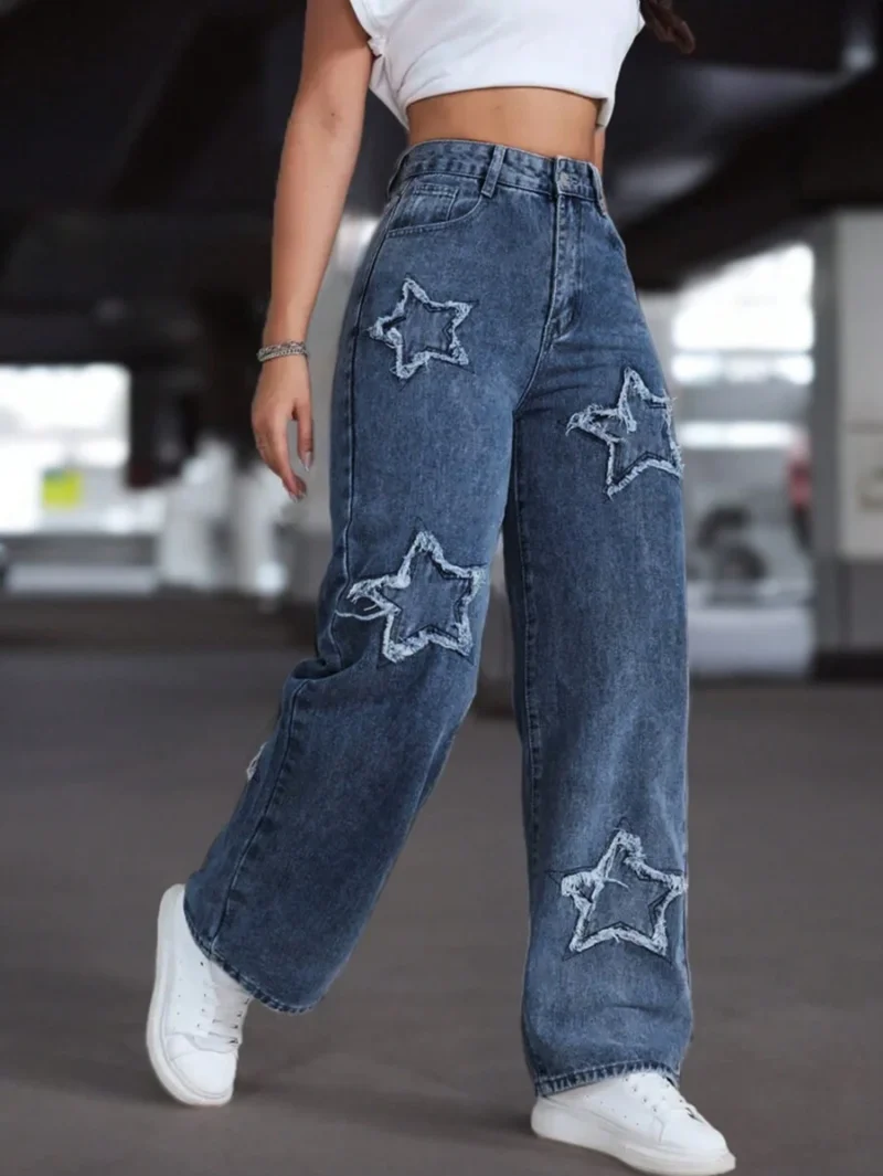 Casual Star Embroidered Denim Jeans