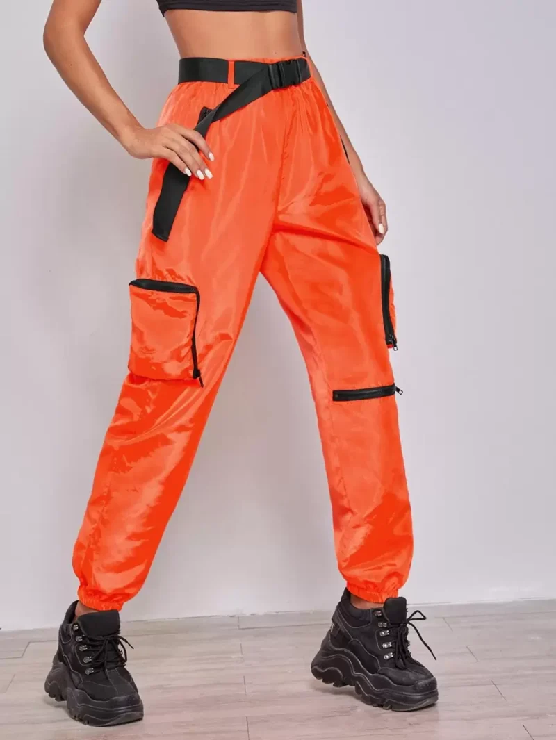 Patch Pocket Push Buckle Belted Wind Joggers