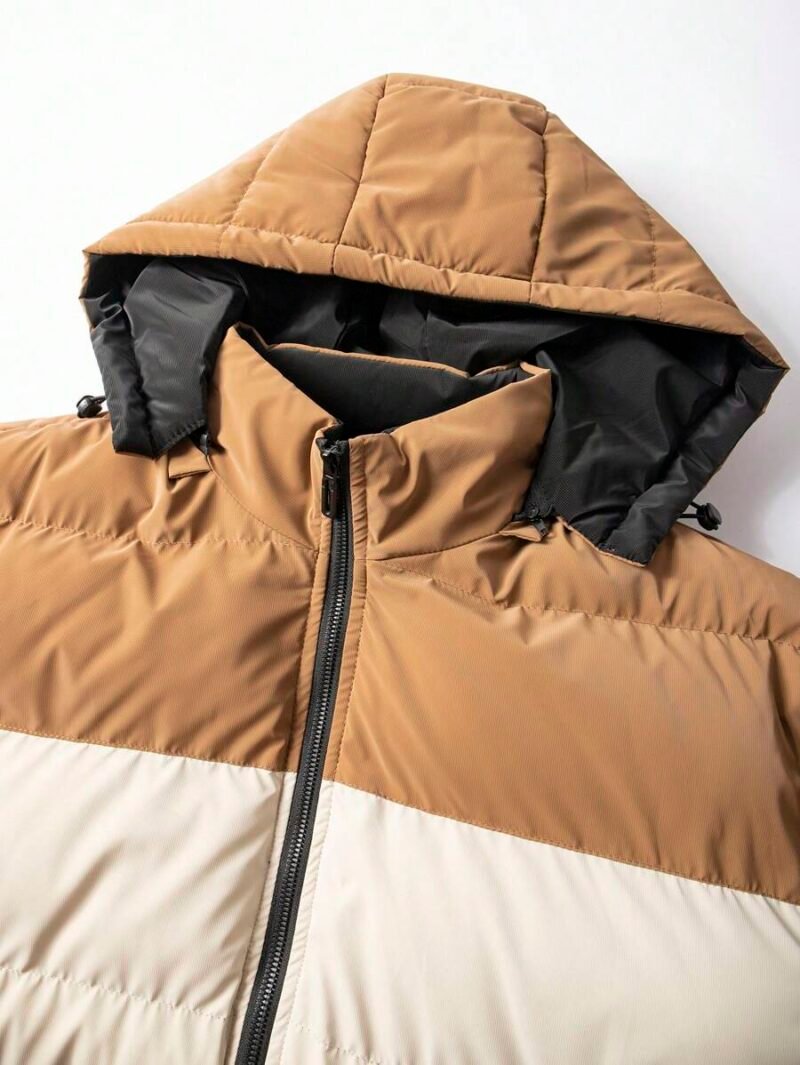 Casual Color Block Hooded Padded