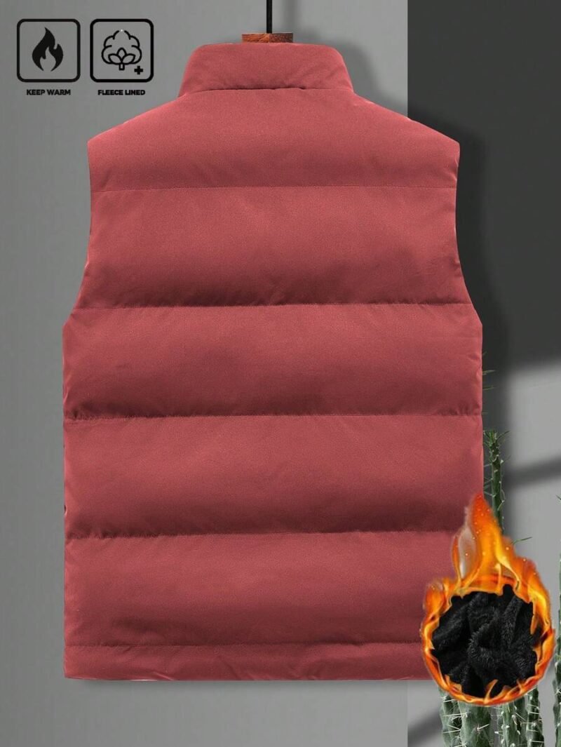 Letter Patched Thick Padded Vest Jacket