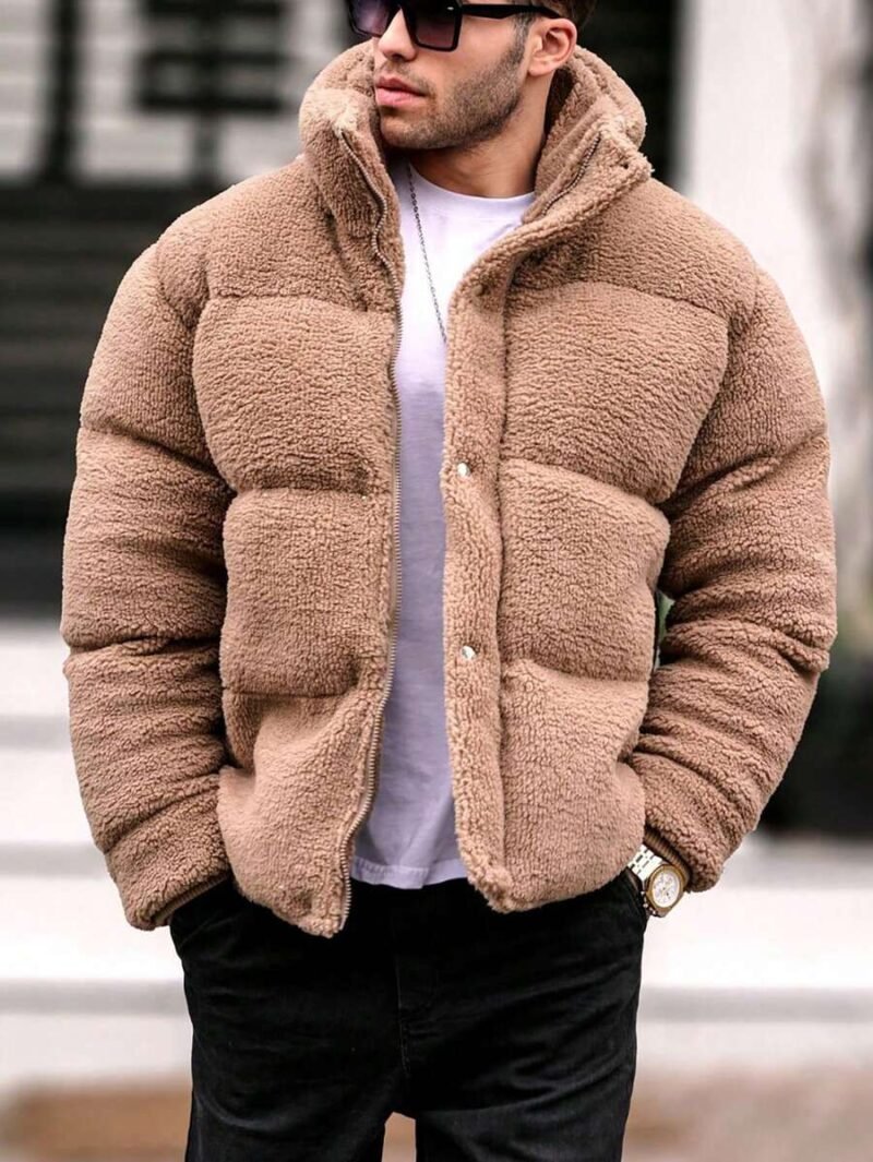 Snap Button Front Teddy Bear Padded Coat