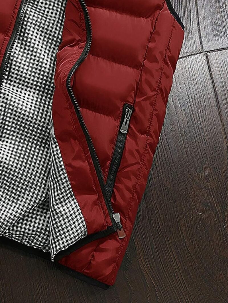 Stand Collar Zipper Front Casual Padded Vest Jacket