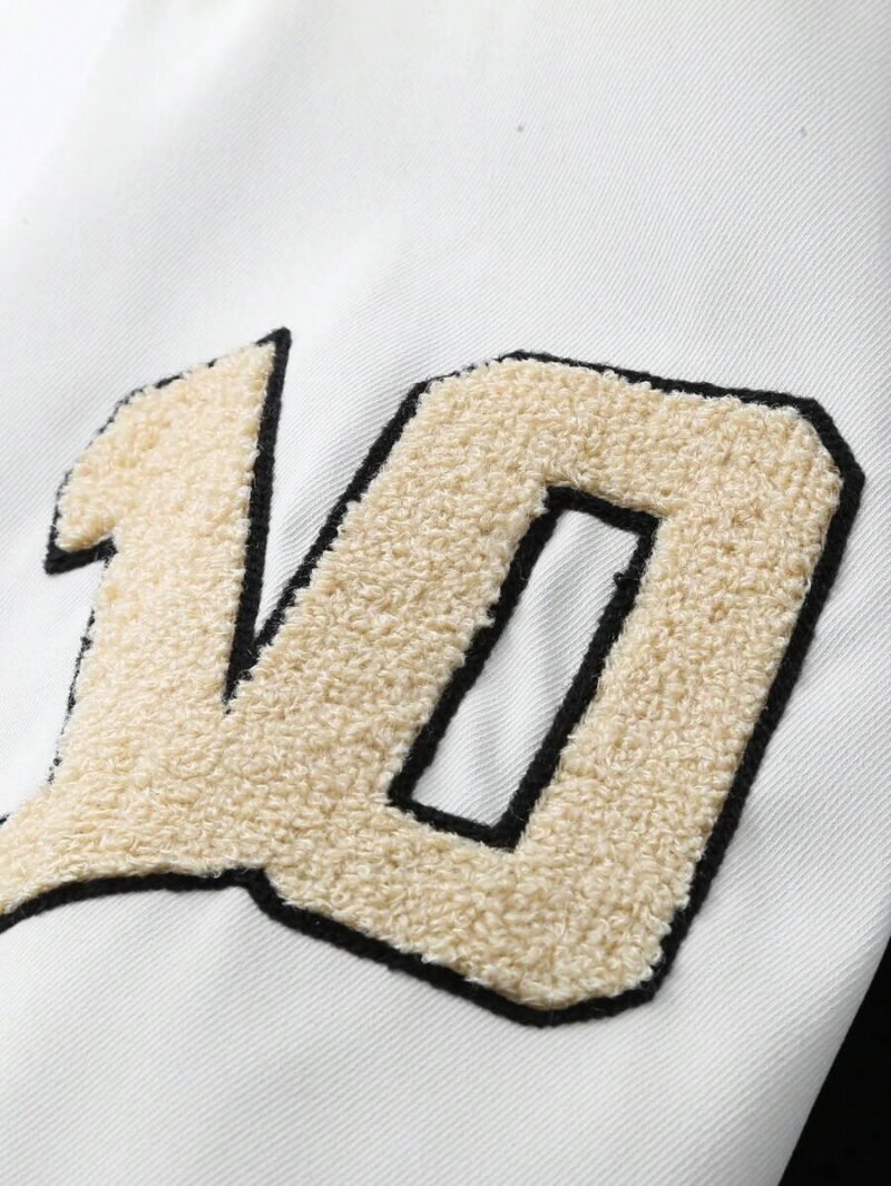 Letter Graphic Colorblock Varsity Baseball Jacket