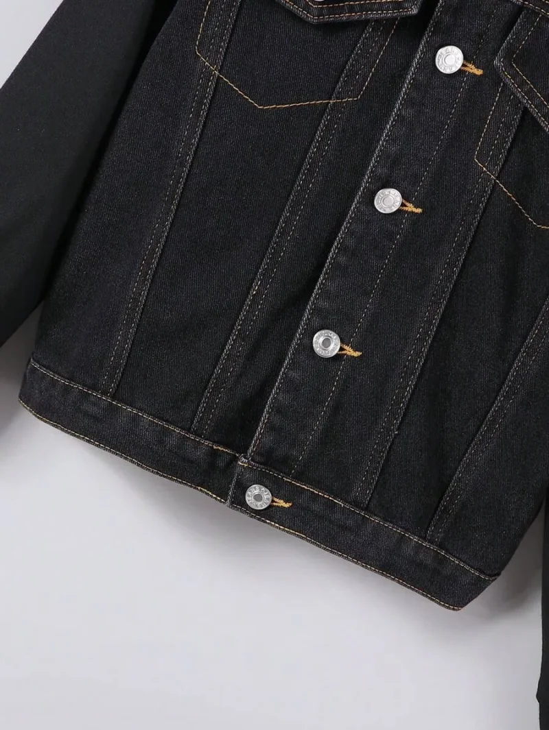 Casual Fashion Hoodie Patchwork Denim Jacket