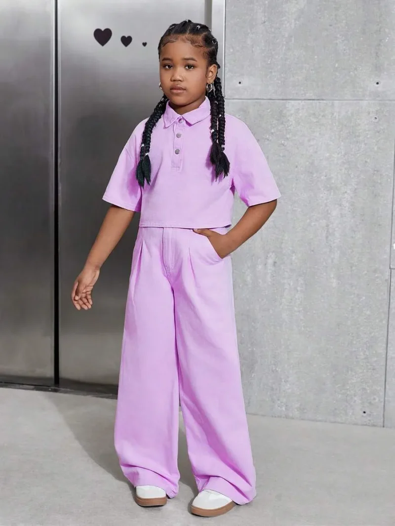 Elastic Waist Casual Pleated Wide Leg Jeans Pants