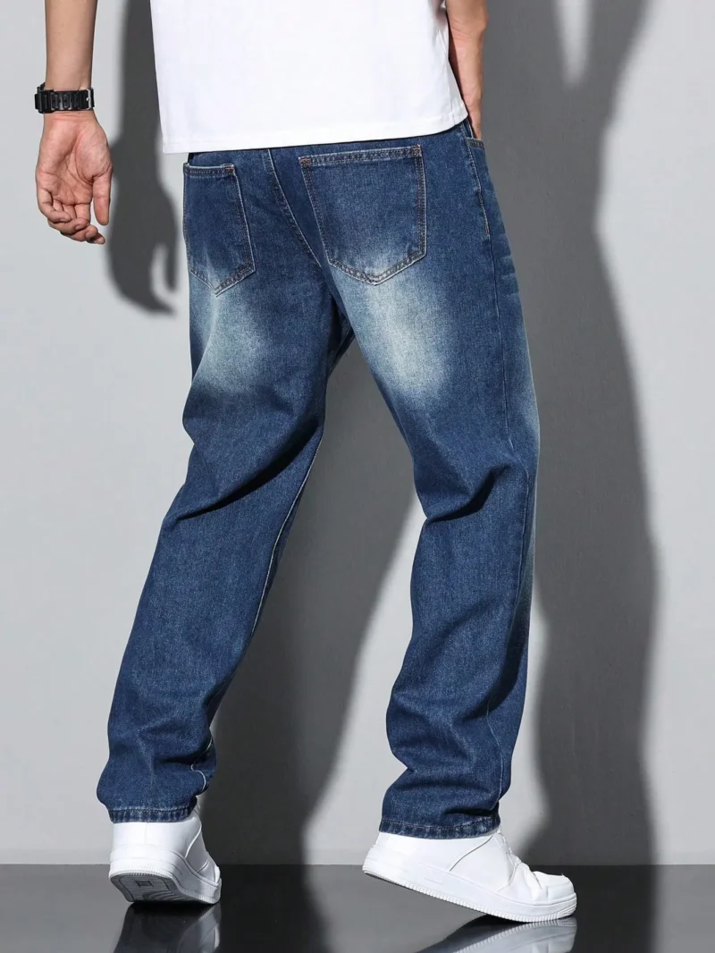 Elastic Waist Straight Leg Casual Denim Jeans