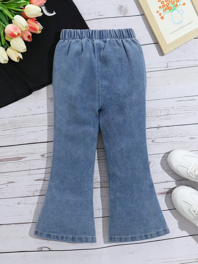 YFaux Pearl & Bow Decor Slit Hem Cropped Flared Pants