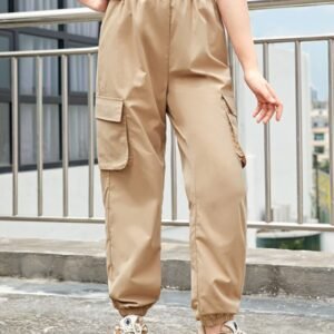 Casual Solid Color High Waisted Cargo Pants