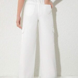 Loose Fit Straight Leg Cargo Denim Pants