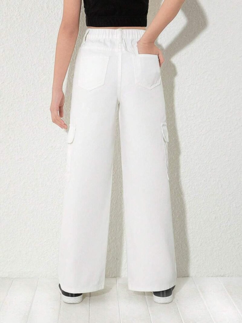 Loose Fit Straight Leg Cargo Denim Pants