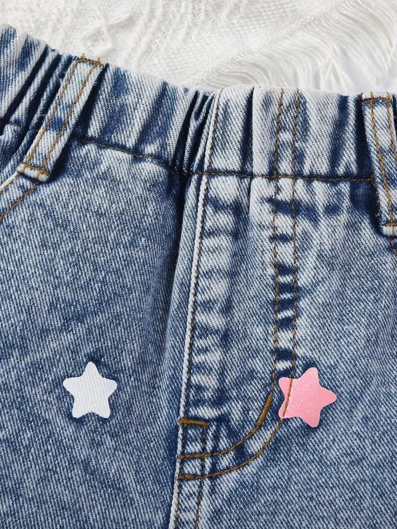Star Print Loose Fit Comfortable Denim Shorts