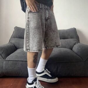 Loose Pockets Casual Wide-Leg Denim Shorts