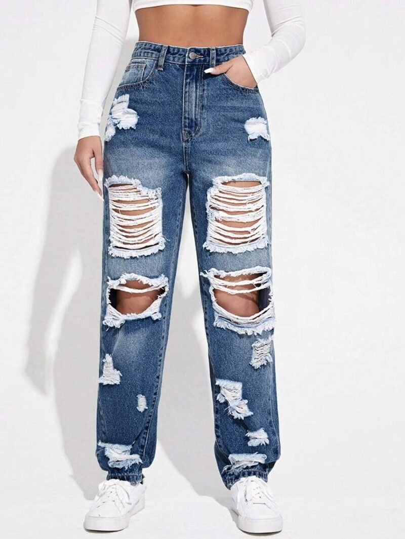 Casual Loose Fit Wide Leg Denim Pants