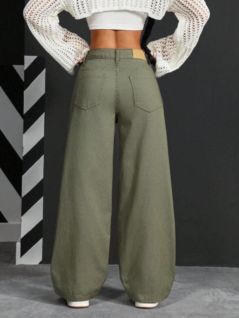 Loose Fit Wide Leg Pockets Casual Denim Jeans