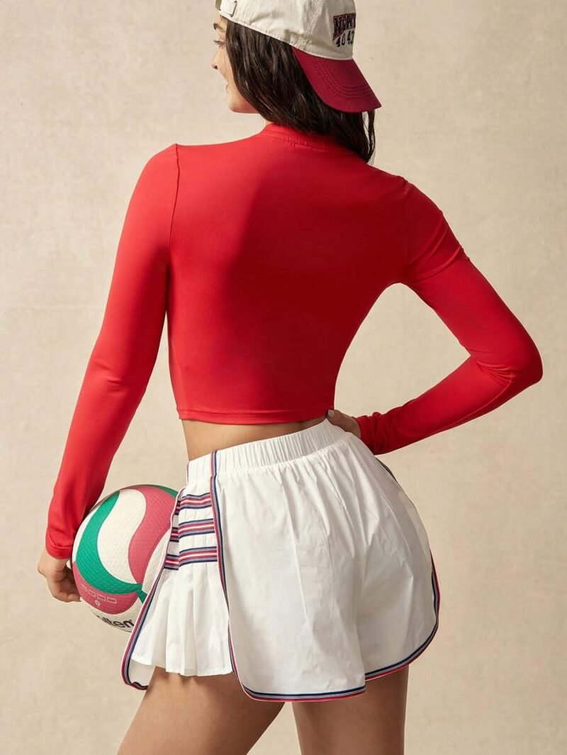Round Neck Long Sleeves Slim Fit Digital Stripe