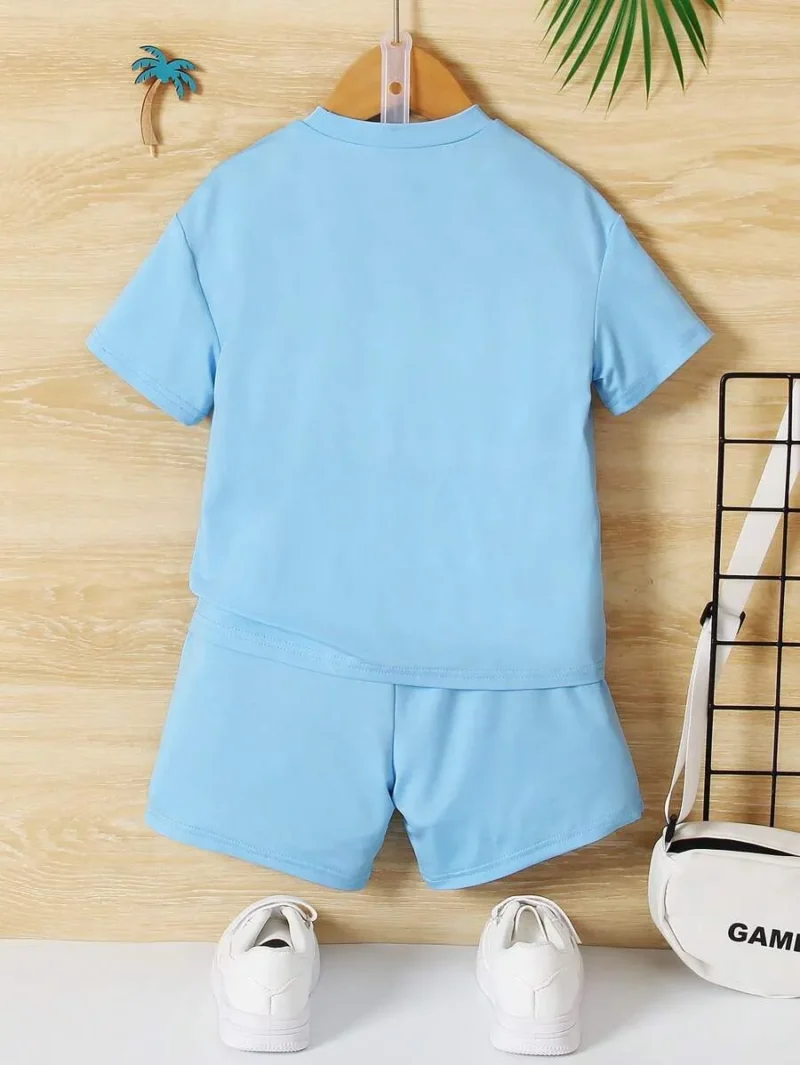 Letter Embossed Tee & Shorts Set