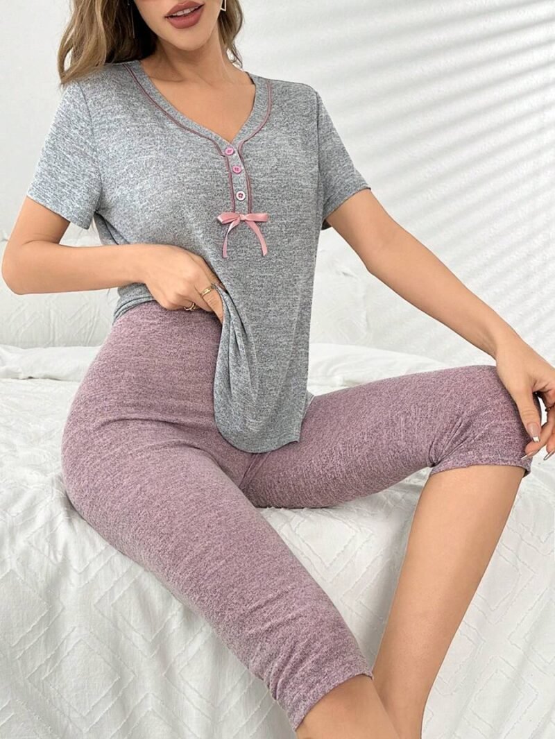 Half Placket Short Sleeve Top
