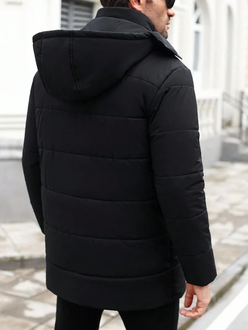Plain Long Sleeve Zipper Front Casual Hooded Padded
