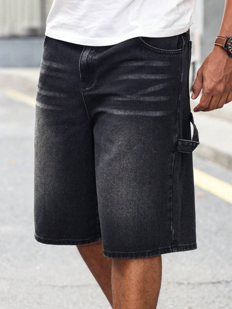 Simple Front Button Pocket Denim Shorts