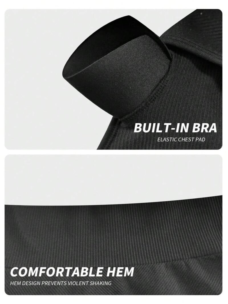 Solid Ribbed Knit Yoga Sports Bra