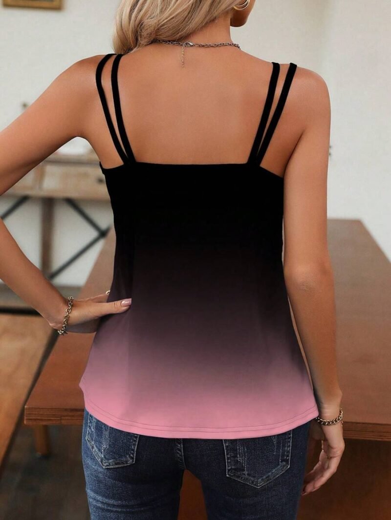 Ombre Printed Casual Tank Top For Summer Graphic