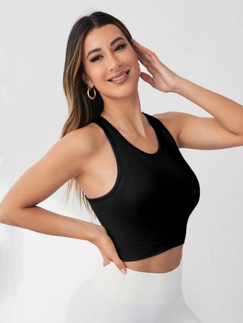 Stretch Seamless Solid Color Sleeveless Sports