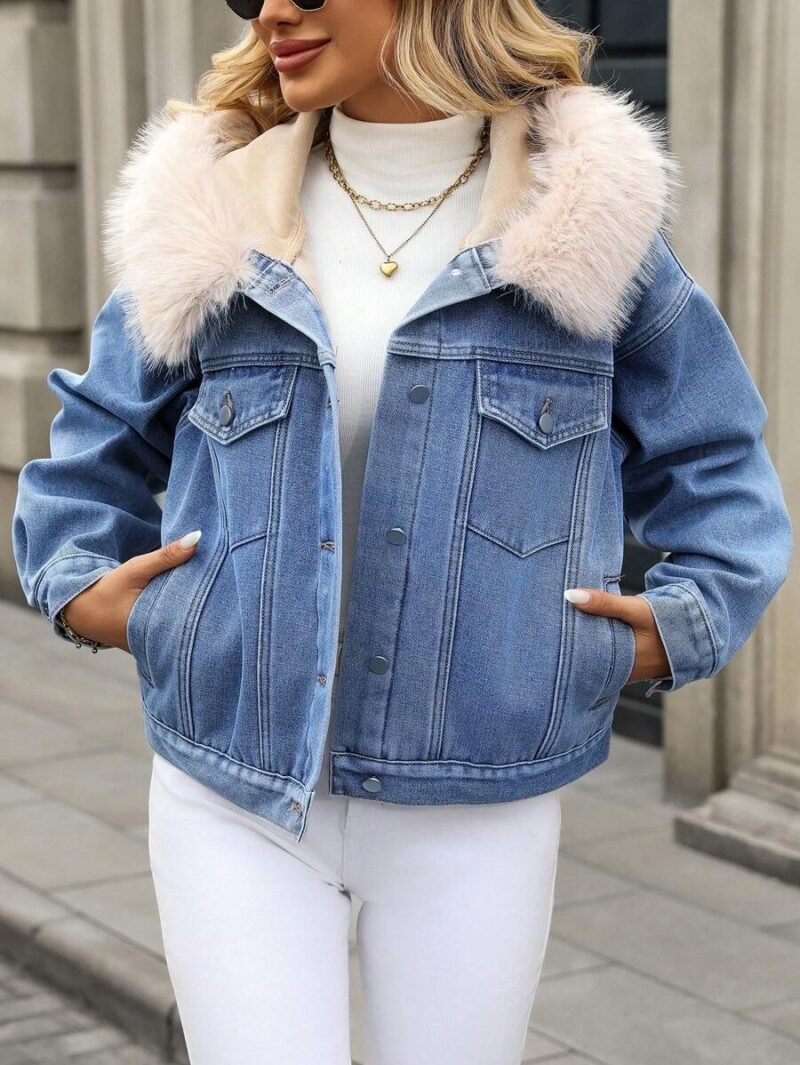 Thermal Lined Long Sleeve Hooded Denim Jacket