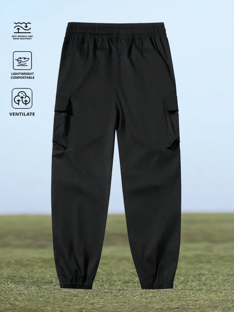 Breathable Multi Pocket Drawstring Waist Joggers
