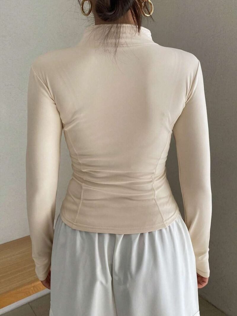 Solid Color Stand Collar Slim Fit Fleece Jacket