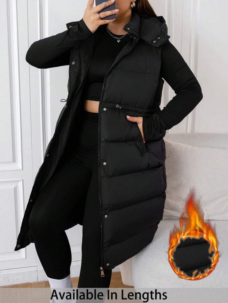 Plus Size Solid Color Hooded Zippered