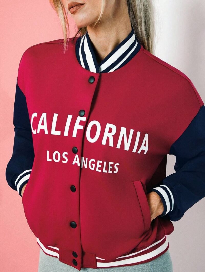 Striped Collar Color Block Buttoned Long Sleeves