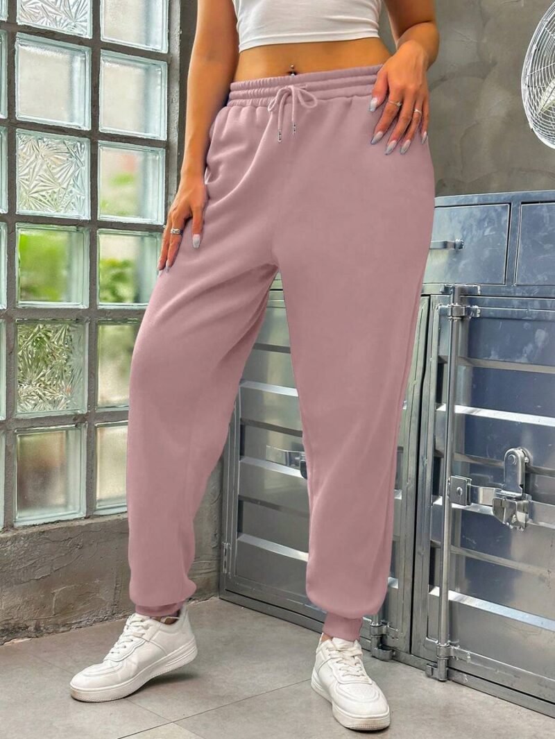 Plus Size Solid Color Drawstring Waist Sweatpants