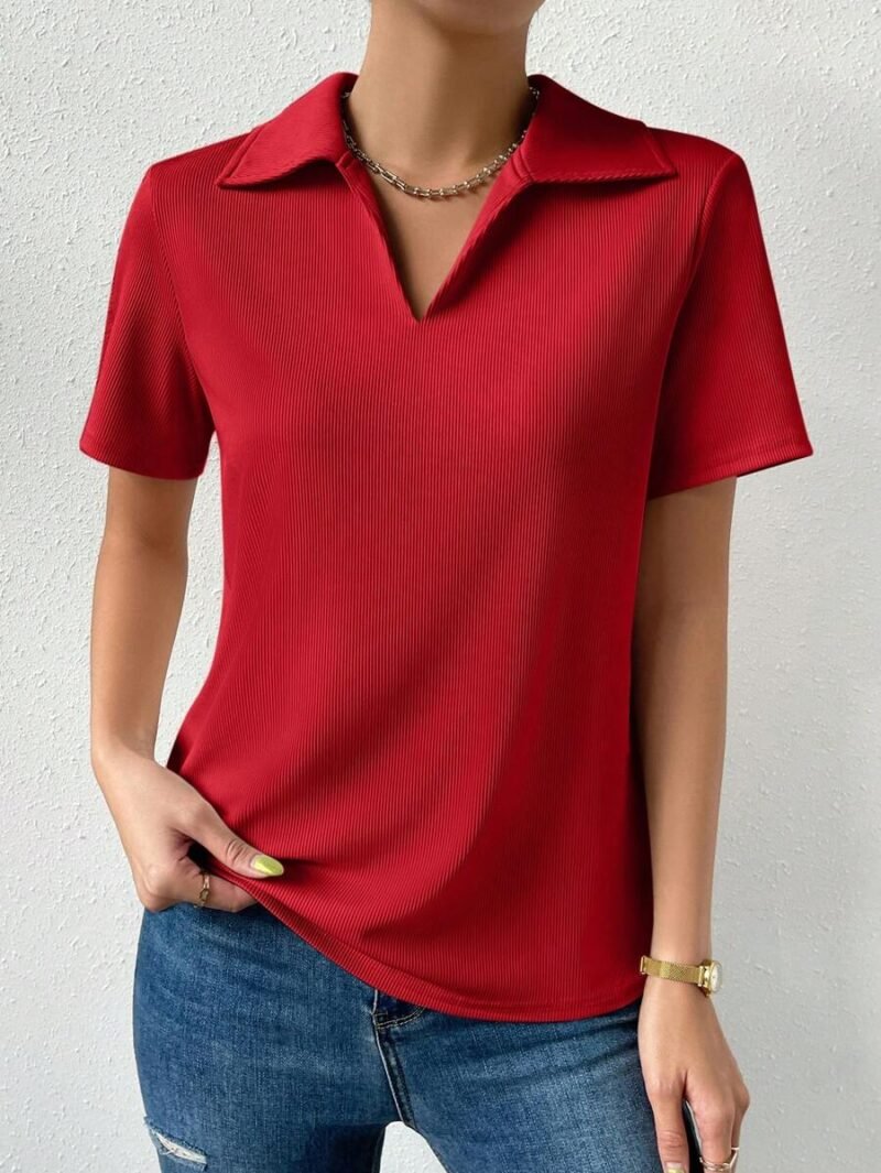 Solid Color Casual Polo Collar T Shirt