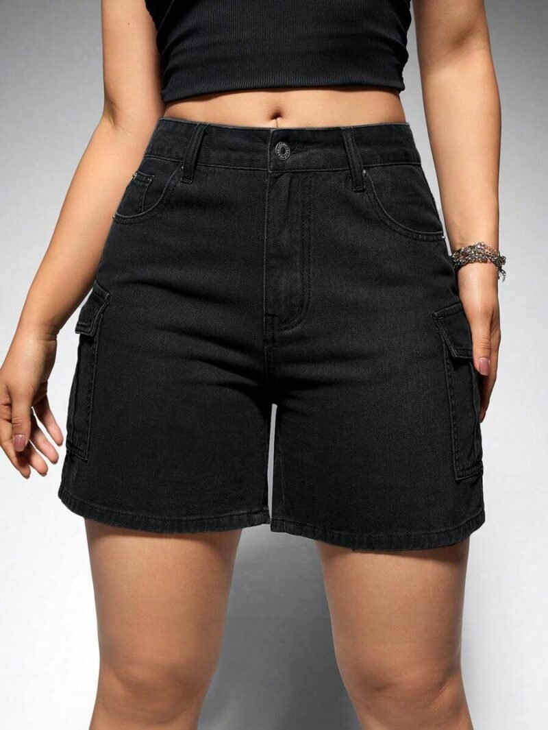 Casual Solid Color Denim Shorts