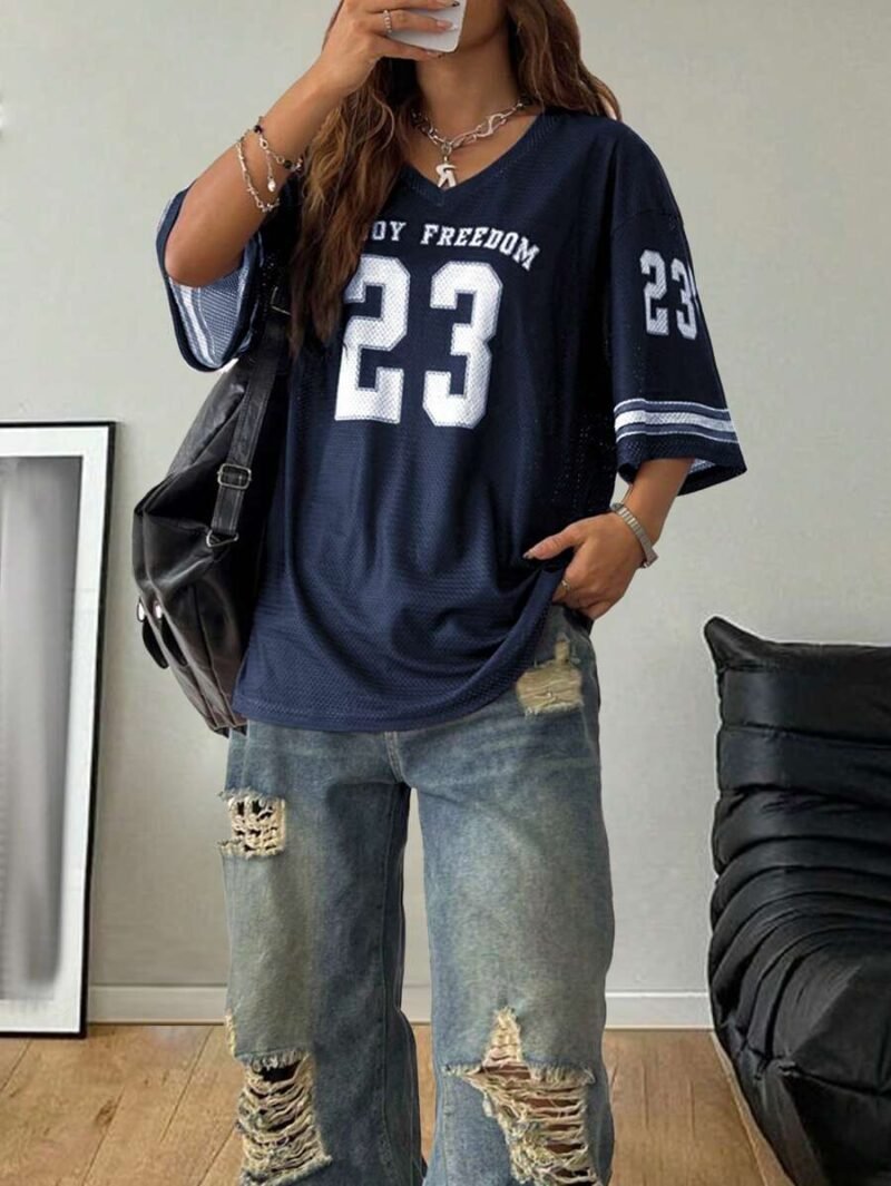 Drop Shoulder Oversized V Neck