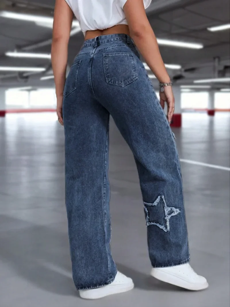 Casual Star Embroidered Denim Jeans